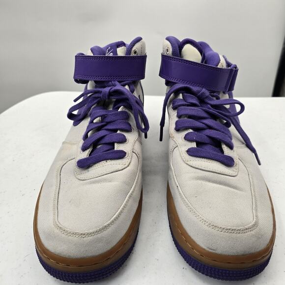 Nike Air Force 1 Mid Mens Shoes 9.5 Purple White Canvas Basketball Sneakers main image 4